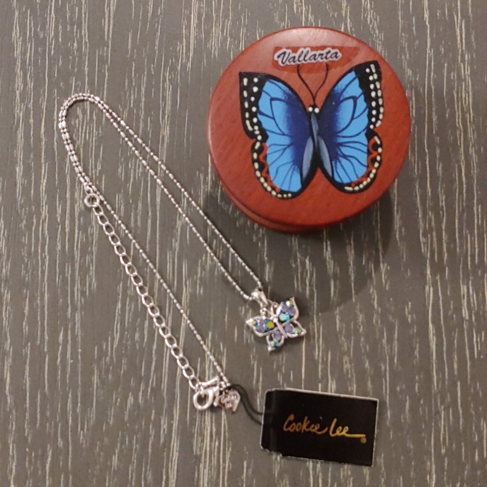 Butterfly Pendant Necklace with Box